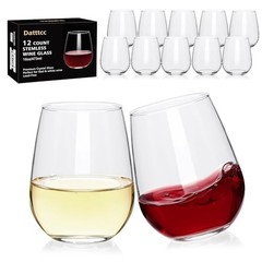 12 pack Stemless Wine Glasses,wine glasses set of 12,16oz wine glass For High