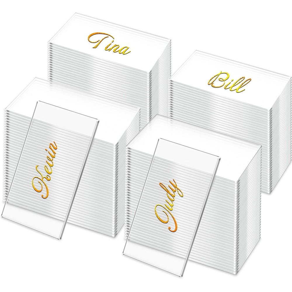 120 PCS Clear Acrylic Wedding Place Cards Blank Name Plate Seating Chart Sign