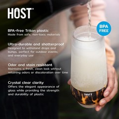 Host Champagne Freeze Stemless Chilling Wine 2 Count (Pack of 1), Marble