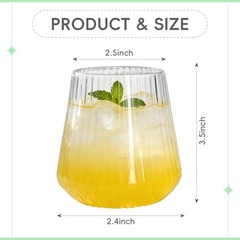 24 Count Plastic Wine Glasses Disposable 14oz – Elegant Origami 24PCS Clear
