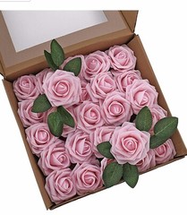25-50 Pcs Foam Artificial Rose Flower Heads W/Stem Wedding Bride Bouquet Decors