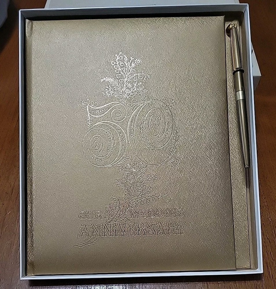 1991 C.R. GIBSON OUR 50th WEDDING ANNIVERSARY GUEST & GIFT BOOK W/pen