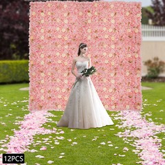 12pcs Flower Wall Panel Artificial Flower Wall Background Silk Rose Wedding