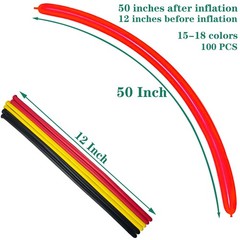 KADBANER 260Q Long Balloons 100 Pack latex 8.5 x 11 x 0.5 inches, Multi