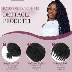 Springy Afro Twist Hair 6 Packs Marley Twist 10 Inch (Pack of 6) 1B# (Black#)