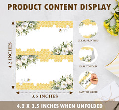 Floral Place Cards, Honeycomb Seat Cards for Table Setting, Pack of 25 Half-Fold