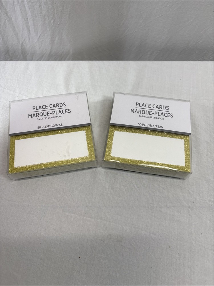 Gold Glitter Border Place Cards – 50 ct. Lot Of Two 100 Count 2 Packs