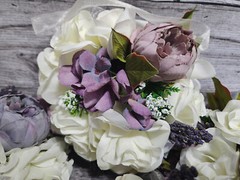 4 Wedding Table Centerpieces, Floral Reception Centerpieces, Vintage, Purple
