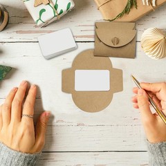 YUYUDEHM 25 Set Mini Envelopes with Blank Cards, Kraft 4.13″ x 2.76″, Brown
