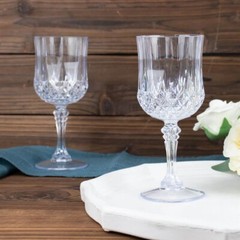CLEAR 6 Plastic 8 oz Crystal Cut Goblets WINE GLASSES Party Events Decorations