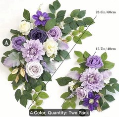 Wedding Shades Of Purple Silk Swags Net Bows Aisle Markers Box 4