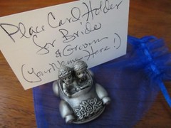 Bridal Table Bride/Groom Pewter Car Place Card Holder Just Married License Plate