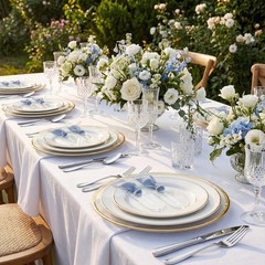 24 Pcs Acrylic Place Cards Wedding Clear 3.54×1.77 Inch Blank Dusty Blue Ribbon