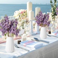 4PCS 25.6inch Lilac Artificial Flowers Purple Fake 4 Pcs 25.6inch Purple