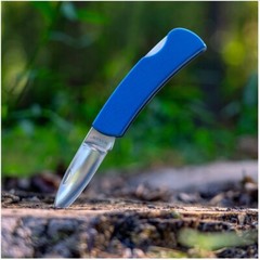 POCKET KNIFE Small Blue 3-1/2″ Lockback Smooth Handle Engravable Wedding Gift