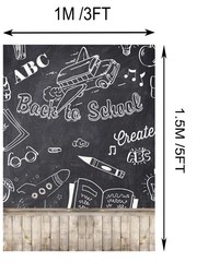 Laeacco 3x5ft Back to School Backdrop Vintage Wood Floor Rustic Blackboard Ph…
