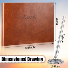 Personalized Wedding Guest Book with Pen Custom Names Date Brown Keepsake
