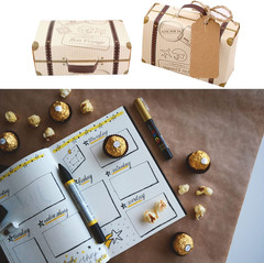 100Pcs Suitcase Candy Boxes, Party Favor Candy Box, Vintage Kraft Paper Gift Bag