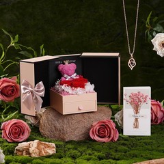 Preserved Eternal Rose With «I Love You» in 100 Languages Necklace