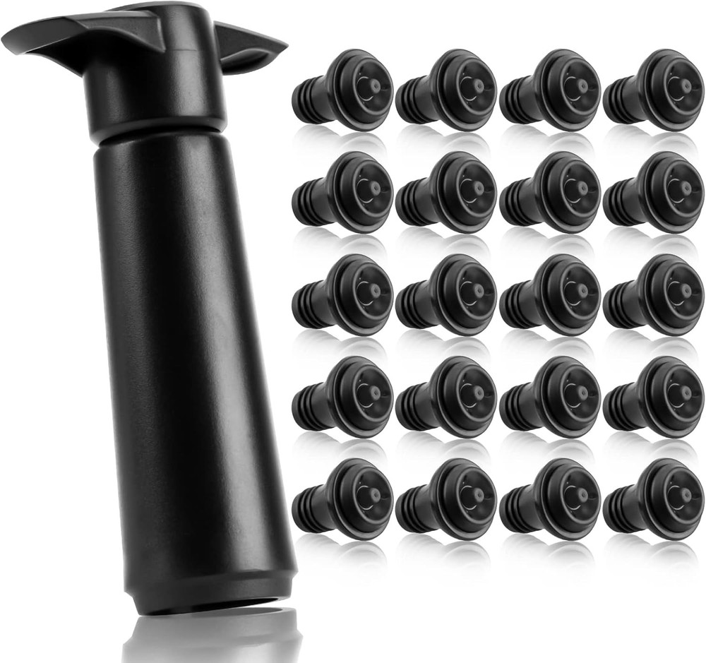 20 Pieces Wine Stoppers with Vacuum Pump Preserver Bottle Opaque