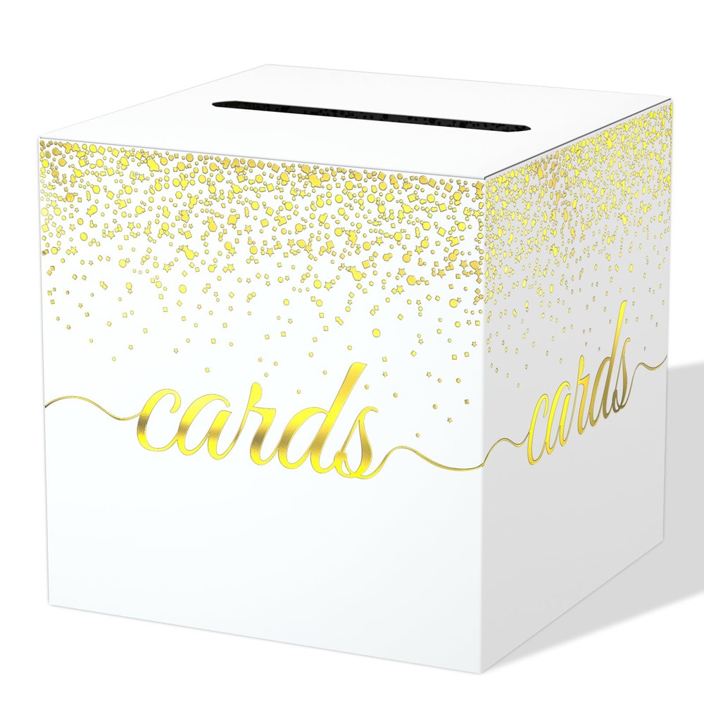 White Gold Cards Box Birthday Wedding Shower Graduation Party Money Receiving
