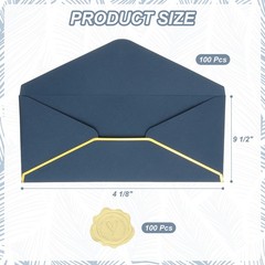 Envelopes 4 1/8 x 9 1/2 inch with gold edge, for V Flap, 100 pcs, blue