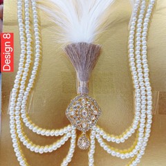 Kalgi, Indian Wedding Handmade Gold plated kundan safa kalangi with pearl string