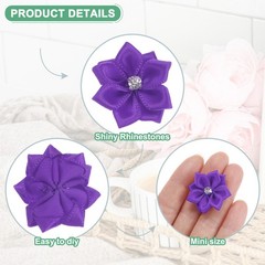 150-pack Satin Ribbon Flowers, 1.2 Inch Fabric Flowers for Crafts [Purple]