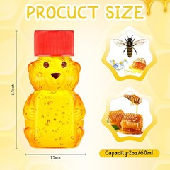 Patelai 96 Pcs 2 oz Plastic Honey Bear Bottle Shape Clear Red