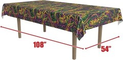 Beistle Mardi Gras Beads Tablecover One Size Fits Most, Multi Color