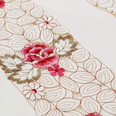 LeLehome 15 Inch X 58 Flowers Table Runner 15″ X 58″, White Leaves