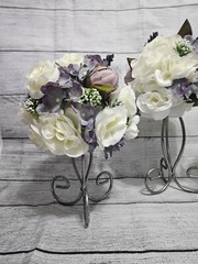 Wedding Table Centerpieces, Floral Centerpieces, Dusty Purple, Ivory, Vintage
