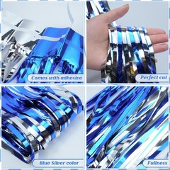 6Pack 3.3Ft x 6.6Ft Graduation Foil Fringe Curtain Backdrop Decorations, Blue…