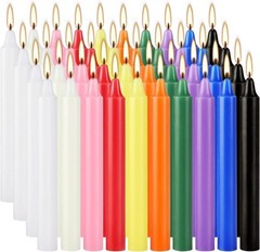 40 Pack Assorted Color Spell Chime Candles, 4 Inch Mini Taper Multicolor