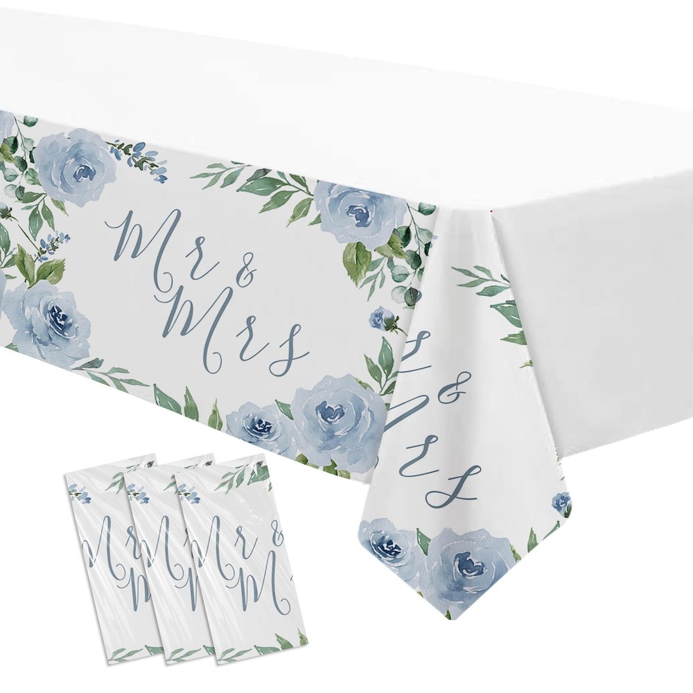 Srua Don Dusty Ble Mr and Mrs Bridal Shower Decorations 55 x 86 inches, Blue