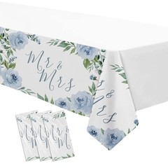 Srua Don Dusty Ble Mr and Mrs Bridal Shower Decorations 55 x 86 inches, Blue