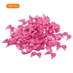 100Pcs Mini Metallic Edge Ribbon Bow 1″ Flower Bows Soft Silver Edge Pink