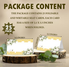 Floral Place Cards, Honeycomb Seat Cards for Table Setting, Pack of 25 Half-Fold