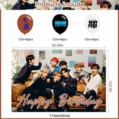 Stray Kids Birthday Party Decoration, Photo Background 5 x 3 FT, 18 Pcs Ballo…
