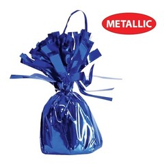 Metallic Wrapped Balloon Weights, Set of 6, Blue Party Decorations with Loop