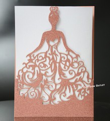 50 pc Rose Gold Quinceanera Invitations Sweet 16 Laser Cut 5 x7.3 in Glitter
