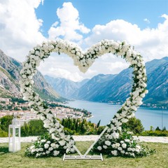 Heavy Duty Heart Wedding Arch Dual Support Flower Balloon Backdrop Stand Decor