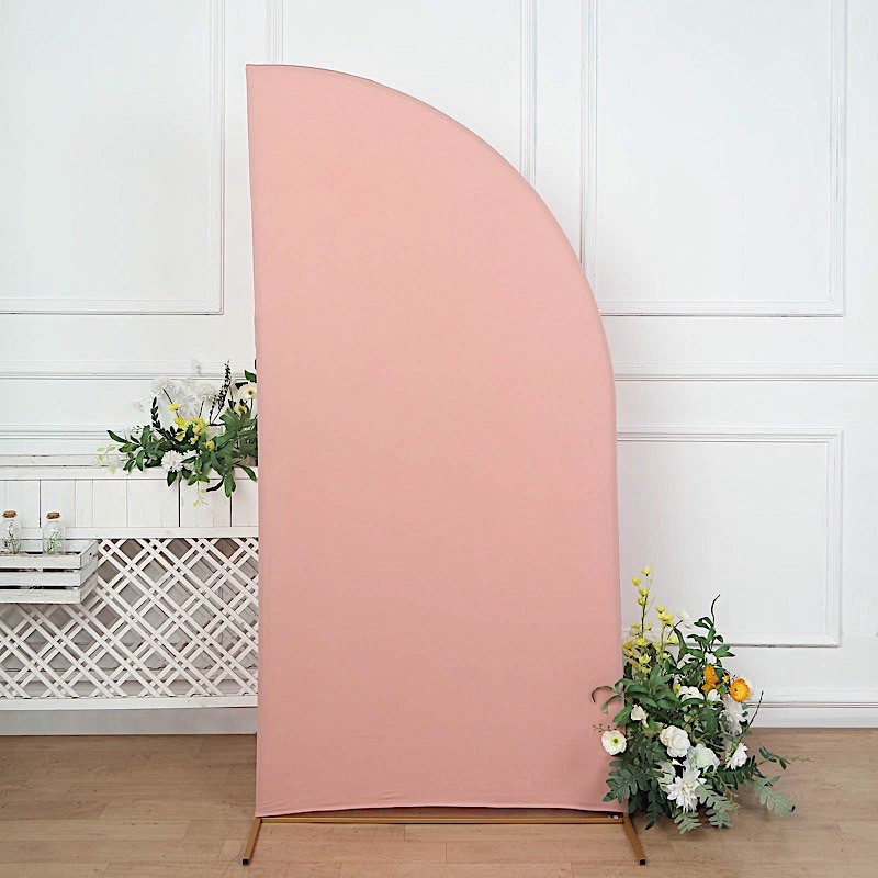 7 ft x 3 ft DUSTY ROSE Matte Fitted Spandex Half Moon Arch Stand Cover Wedding