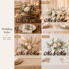 Mr and Mrs Sign for Wedding Table Decor, Mr & Mrs Wooden Signs, Rustic Weddin…