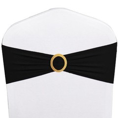 WENSINL Pack of 50 Spandex Black Chair 6×14, Sashes + Gold Buckles