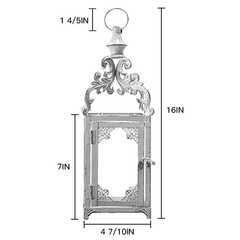 NEEDOMO Lanterns Decorative Indoor, 16″ White Hanging Lantern Set of 1, Beige