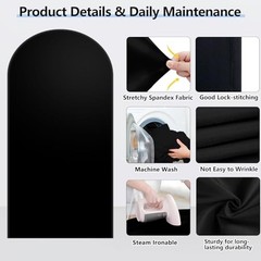Arch Backdrop Cover Set, 6ft, 5ft, 4ft Arch Covers 6 ft, 5 ft, 4 ft Black