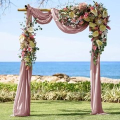 1 Panel Dusty Rose Wedding Arch Drapery 6 Yards Long and 30» Wide Sheer Chif…