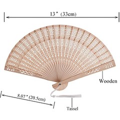 50 Sets Wooden Hand Fan Wood Handheld Folding Fans with Organza Bags and Thank