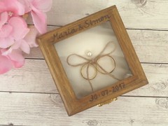 Rustic Country Barn Wedding Ring Box Holder. Wooden Ring Bearer Box Personalized